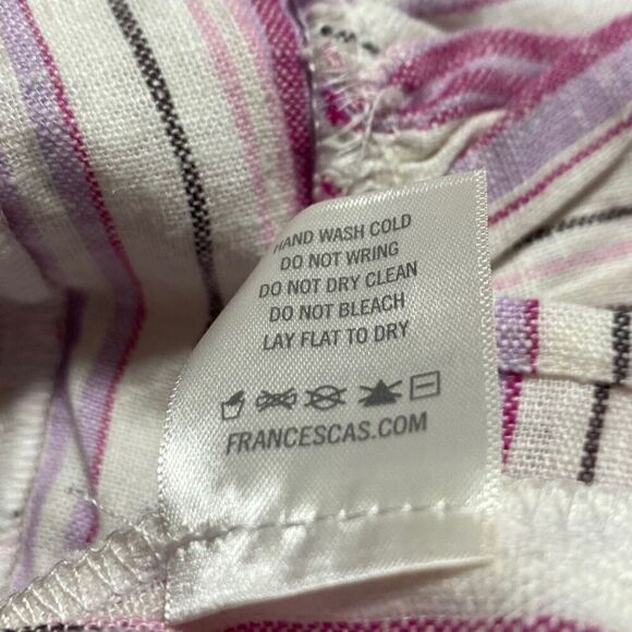 New Francesca's Slone‎ One Shoulder Stripe Peplum Linen Blend Top Small - Picture 14 of 15